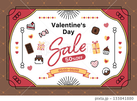 かわいいバレンタインのバナーテンプレート かわいいバレンタインのバナーテンプレート 133841880