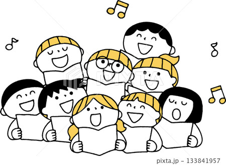 合唱する子供達単色 133841957