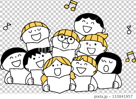 合唱する子供達単色 133841957