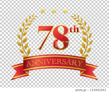 78th anniversary icon. Red ribbon and decorative frame. 133842841