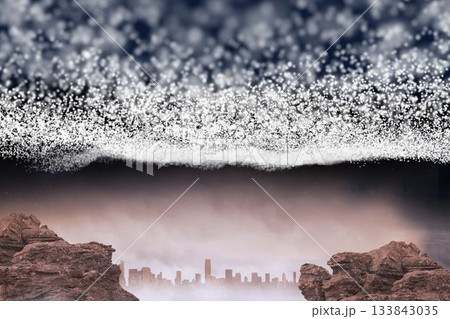 Bright stars of energy over cityscape Bright stars of energy over cityscape 133843035