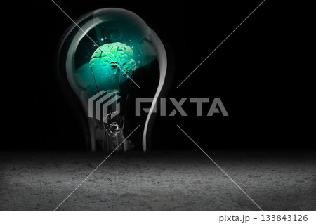 Glowing brain in light bulb Glowing brain in light bulb 133843126