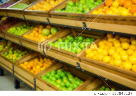 Variety of fruits arranged in wooden crates Variety of fruits arranged in wooden crates 133843127