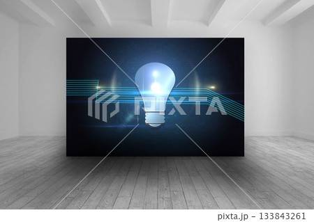 Room with futuristic picture of light bulb 133843261