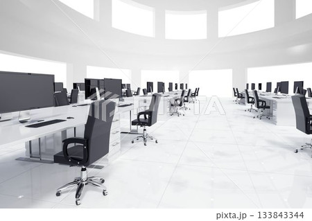 Open space with black computers Open space with black computers 133843344