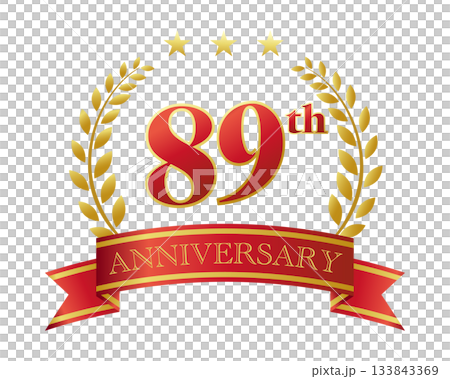 89周年記念のアイコン。赤いリボンと装飾フレーム。 89周年記念のアイコン。赤いリボンと装飾フレーム。 133843369