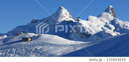 Fulen and Rossstock in winter, view from the Stoos ski area, Switzerand. Fulen and Rossstock in winter, view from the Stoos ski area, Switzerand. 133843658