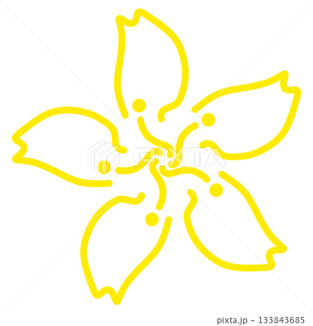 鮮やかな黄色の桜のシンボルマーク 鮮やかな黄色の桜のシンボルマーク 133843685