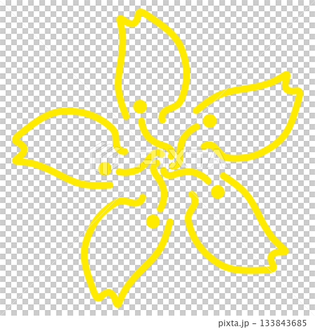 鮮やかな黄色の桜のシンボルマーク 鮮やかな黄色の桜のシンボルマーク 133843685