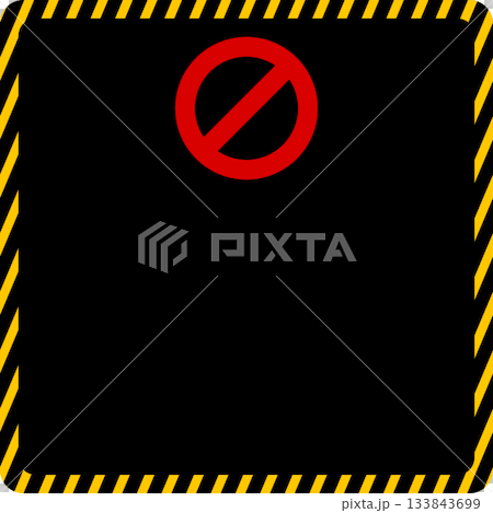 警告マーク付き正方形のトラテープのフレーム素材 133843699