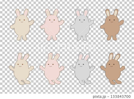 一套簡潔輕鬆的兔子動作姿勢圖標,包含灰褐色、暗粉色和其他四種顏色,背景透明。 一套簡潔輕鬆的兔子動作姿勢圖標,包含灰褐色、暗粉色和其他四種顏色,背景透明。 133843700