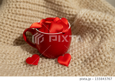Creative Valentine's Day Decor Ideas With Red Hearts in a Cozy Setting 133843767