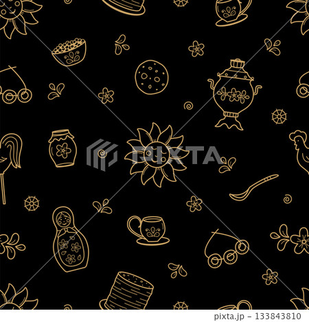 Seamless pattern Maslenitsa is a traditional holiday marking the end of winter. Background Shrovetide. Vector doodle illustration wallpaper. Seamless pattern Maslenitsa is a traditional holiday marking the end of winter. Background Shrovetide. Vector doodle illustration wallpaper. 133843810