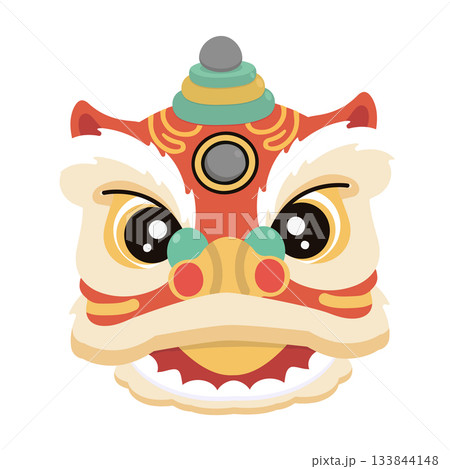 Illustration of a Chinese Lion Head Illustration of a Chinese Lion Head 133844148
