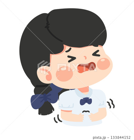 Illustration of Girl with Stomach Ache 133844152