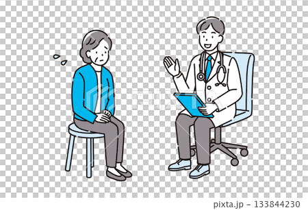 医師と不安な高齢女性の診察 133844230