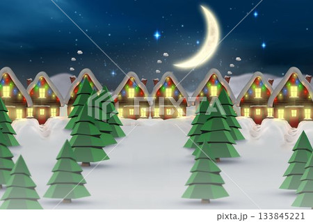 Quaint town with bright moon 133845221