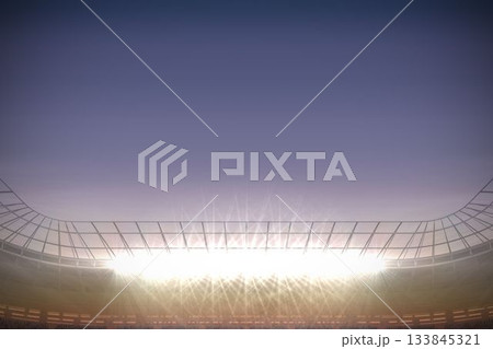 Large football stadium under blue sky 133845321