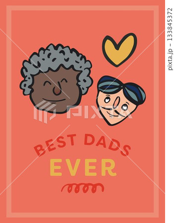 Image of best dads ever text with faces and heart on pink background Image of best dads ever text with faces and heart on pink background 133845372