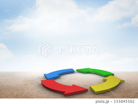 Colorful arrows in a desert landscape 133845502