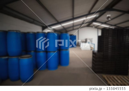 Blue containers in warehouse Blue containers in warehouse 133845555