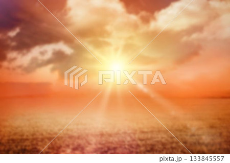 Sun shining over field against sky 133845557