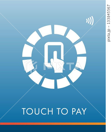Composition of touch to pay text with icons on blue backrgound Composition of touch to pay text with icons on blue backrgound 133845567