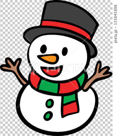 Cute Christmas Santa and Snowman Cartoon Icon Set 133845898
