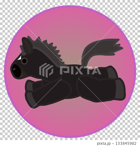 Illustration of a rag horse with a circular background 133845982