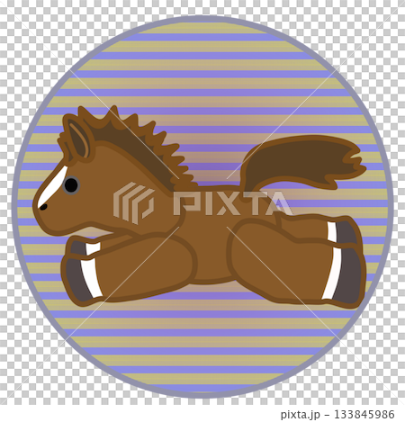 一幅以圓形為背景的破布馬插圖 一幅以圓形為背景的破布馬插圖 133845986