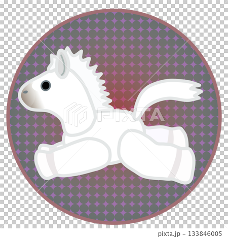 Illustration of a rag horse with a circular background 133846005