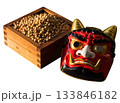 節分「鬼の面と福豆」年中行事（背景透過,キリヌキ） 133846182