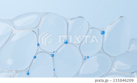 ヒアルロン酸の分子が細胞内で水分を保持する保湿メカニズムイラスト ヒアルロン酸の分子が細胞内で水分を保持する保湿メカニズムイラスト 133846209