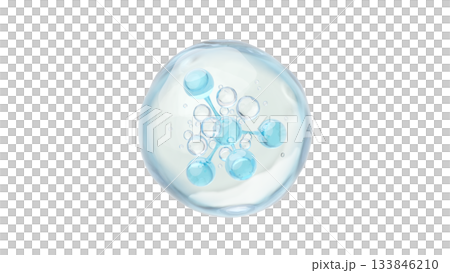 透明質酸分子提供水分的概念性CG圖。保濕滋潤。 133846210