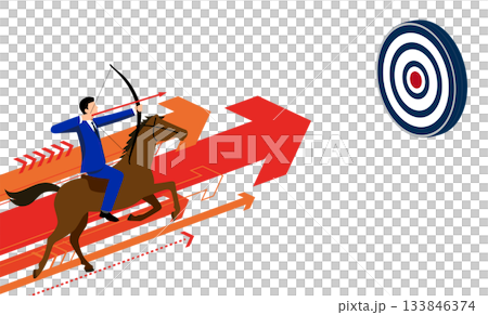 New Year's illustration. 2026 Outlook: Business concept illustration of aiming for the future and riding the tide of growth New Year's illustration. 2026 Outlook: Business concept illustration of aiming for the future and riding the tide of growth 133846374