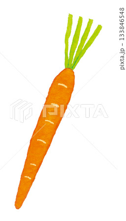 細長いにんじんを描いた手描き風イラスト（シンプル野菜素材） 133846548