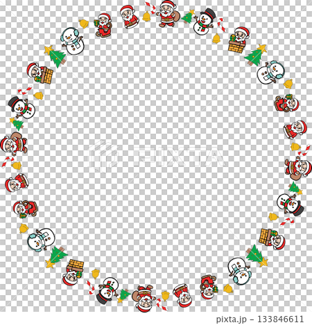 Boarder line Cute Christmas Santa and Snowman Cartoon Icon Set Boarder line Cute Christmas Santa and Snowman Cartoon Icon Set 133846611