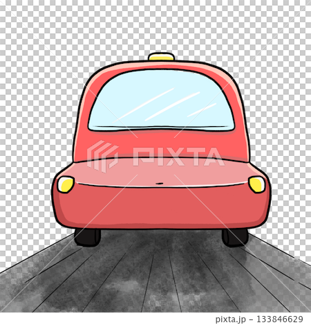 Cartoon simple red car on a road isolated front view illustration Cartoon simple red car on a road isolated front view illustration 133846629
