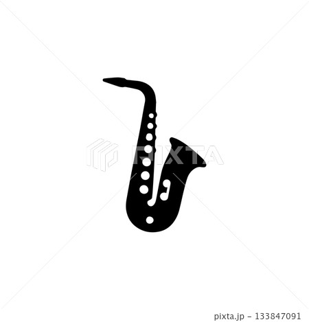saxophone silhouette jazz musical instrument icon isolated on white background saxophone silhouette jazz musical instrument icon isolated on white background 133847091