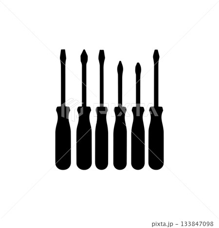 screwdriver set silhouette isolated on white background screwdriver set silhouette isolated on white background 133847098