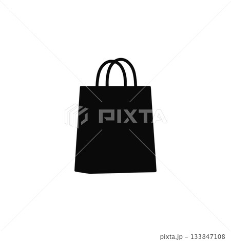 shopping bag silhouette retail paper bag symbol isolated on white background 133847108