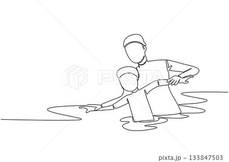 Continuous one line drawing a woman holding a...のイラスト素材 [133847503] - PIXTA