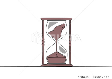 Single one line drawing lower body of hippopotamus is sucked by sand in hourglass. Fangs are the target of greedy humans. National Endangered Species Day. Continuous line design graphic illustration Single one line drawing lower body of hippopotamus is sucked by sand in hourglass. Fangs are the target of greedy humans. National Endangered Species Day. Continuous line design graphic illustration 133847637