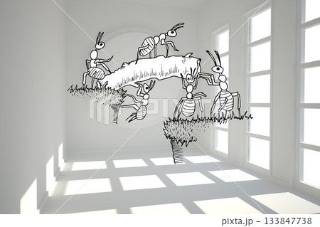 Working ants in bright room 133847738