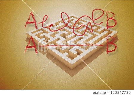 Line from a to b drawn over puzzle Line from a to b drawn over puzzle 133847739