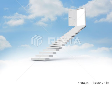 Steps leading to open door in the sky Steps leading to open door in the sky 133847816