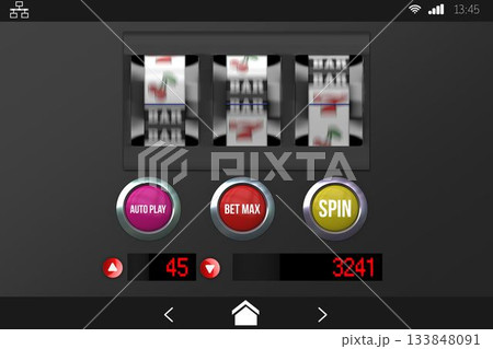 Slot machine with text on mobile screenのイラスト素材 [133848091] - PIXTA