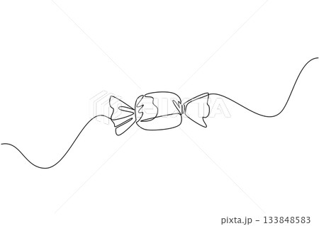 Single one line drawing candy. The mild sweet taste is addictive. A favorite sweet snack for children. Chewy candy. Sweetness. Tasty. National Taffy Day. Continuous line design graphic illustration Single one line drawing candy. The mild sweet taste is addictive. A favorite sweet snack for children. Chewy candy. Sweetness. Tasty. National Taffy Day. Continuous line design graphic illustration 133848583