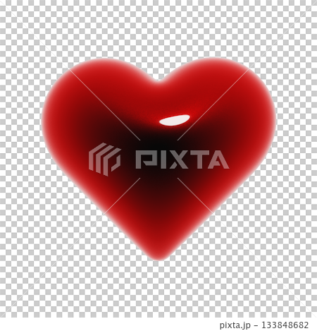 一個簡單的心形、飽滿、有光澤的3D圖示。一幅血紅色的裝飾插圖。 133848682