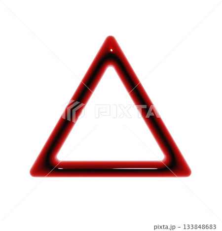 三角形のぷっくりした光沢のある3Dフレーム。血のような赤のデコレーション素材のイラスト 133848683